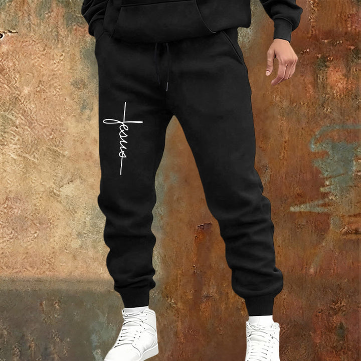 Christianartworkshop Minimal Jesus Cross Script Sweatpants: Every Step with Jesus - image 6