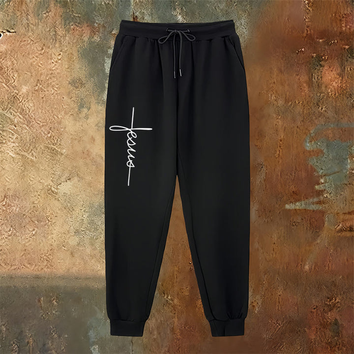 Christianartworkshop Minimal Jesus Cross Script Sweatpants: Every Step with Jesus - image 6