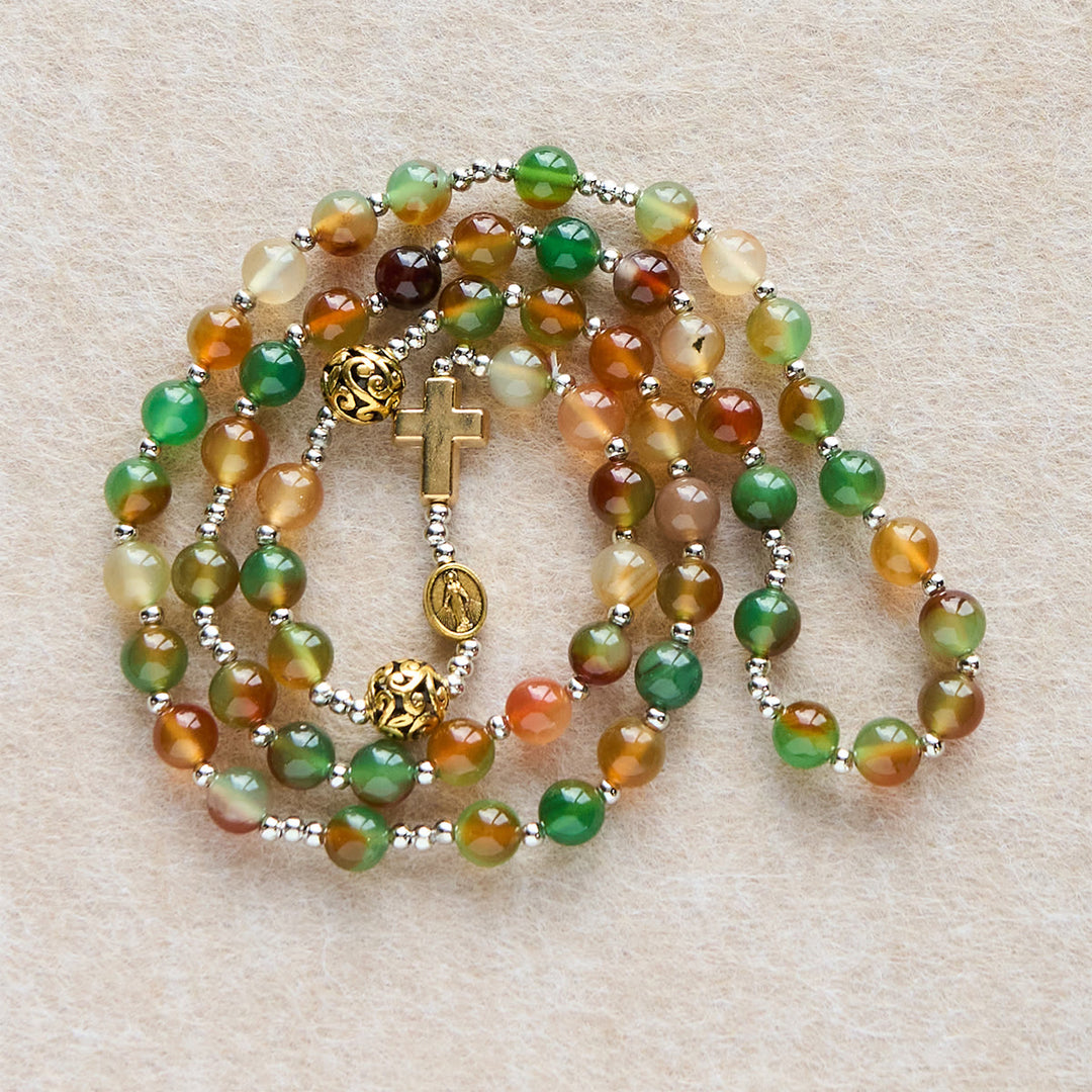 Christianartworkshop Christmas Malachite Multi-Layer Rosary Bracelet with Cross & Medal - image 2