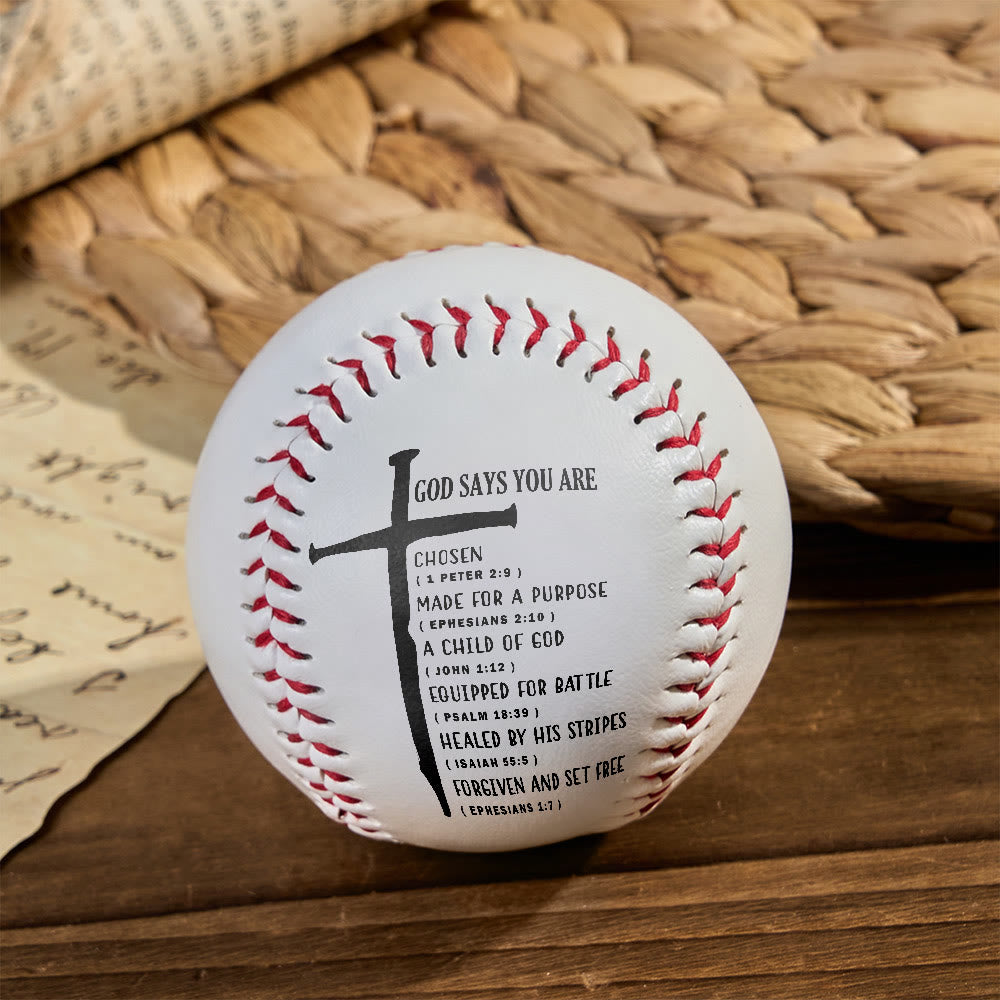 Christianartworkshop Daily Faith Reminder Baseball: God Says You Are Scripture & Cross Emblem - image 2