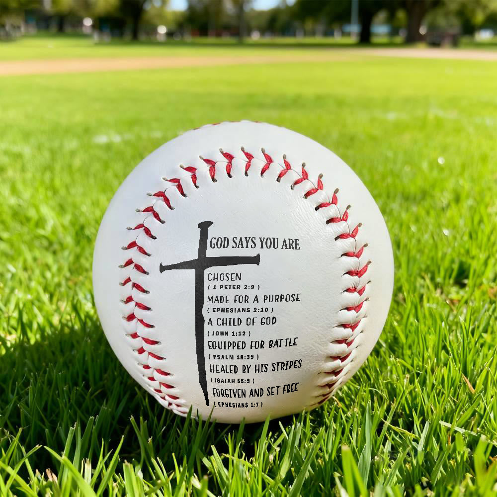 Christianartworkshop Daily Faith Reminder Baseball: God Says You Are Scripture & Cross Emblem - image 4