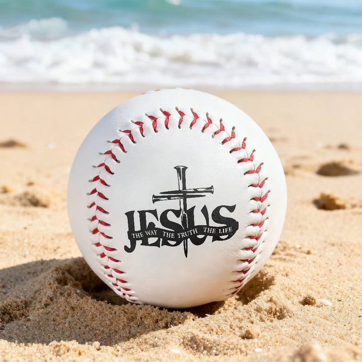Christianartworkshop Scriptural Meaning Baseball: Jesus The Way Truth Life & Cross Design - image 2