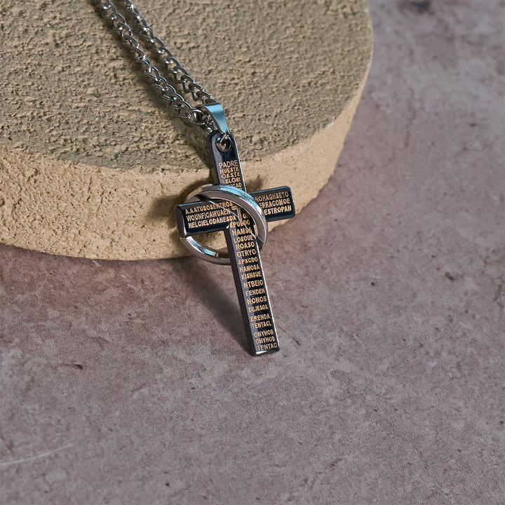 Christianartworkshop Lord's Prayer with Interlocking Ring Cross Pendant Necklace: Bold Style Sacred Meaning - image 3