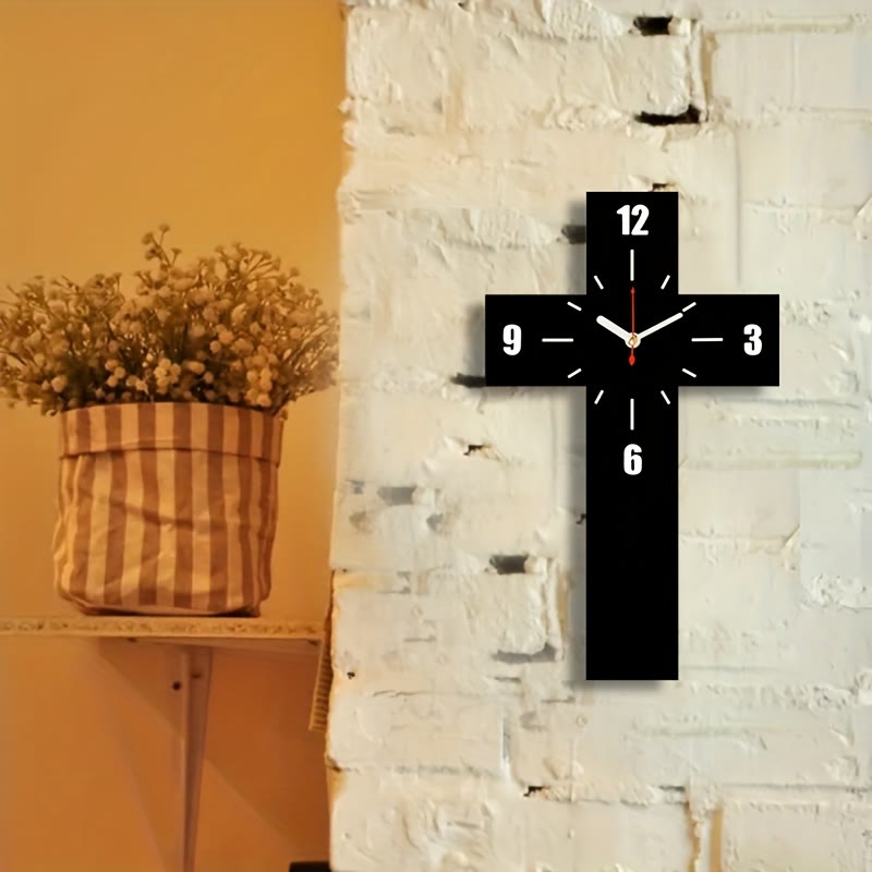 Christianartworkshop Minimalist Silent Cross Wall Clock in Red, White & Black for Peaceful Spaces - image 2