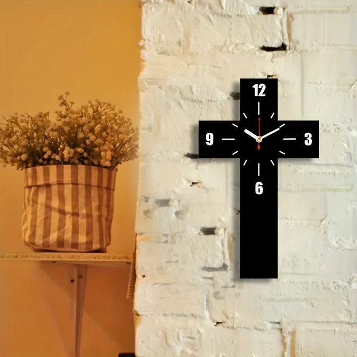 Christianartworkshop Minimalist Silent Cross Wall Clock in Red, White & Black for Peaceful Spaces - image 2