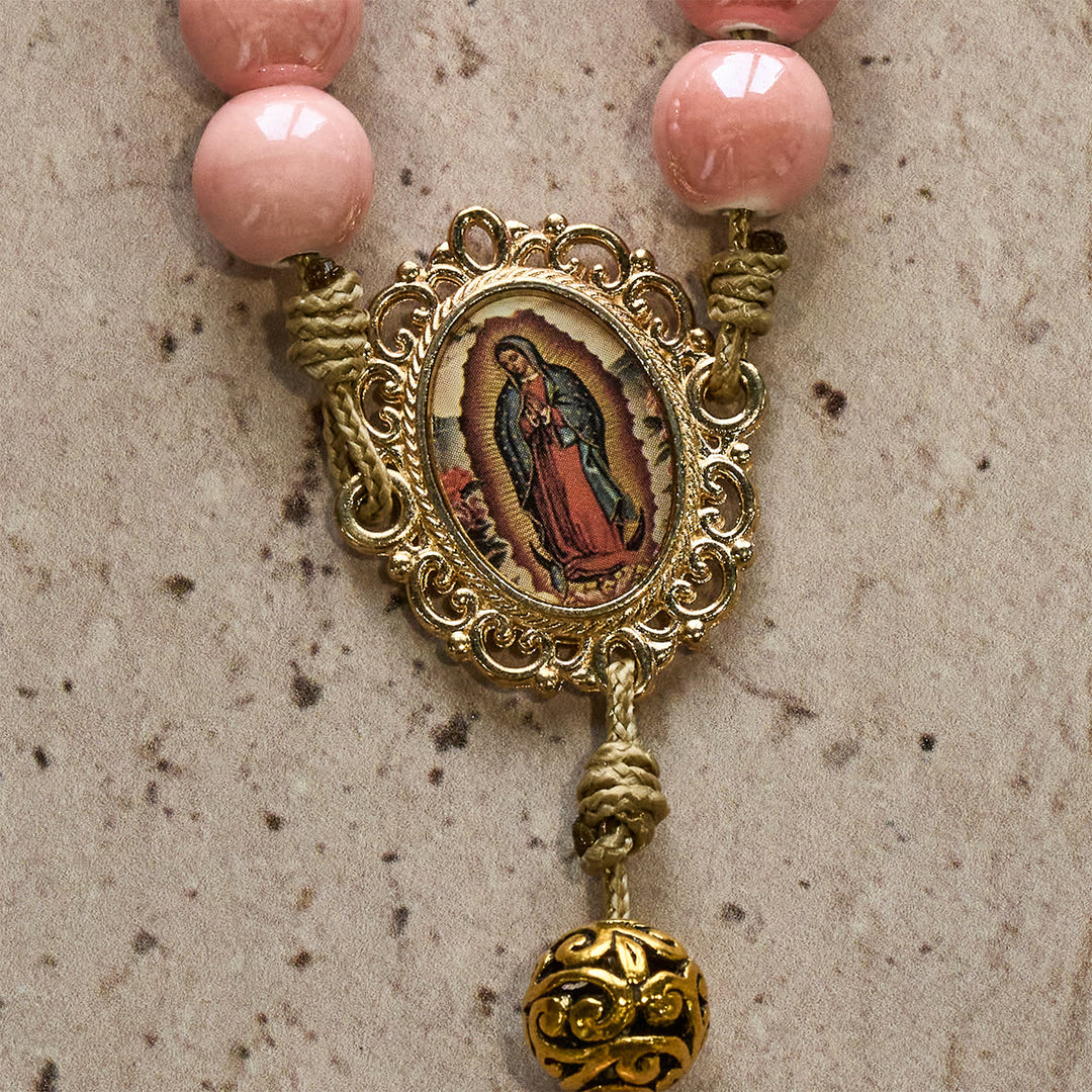 Christianartworkshop Mary's Light Pink Ceramic Rosary: Celebrate Christmas with Grace and Hope - image 9