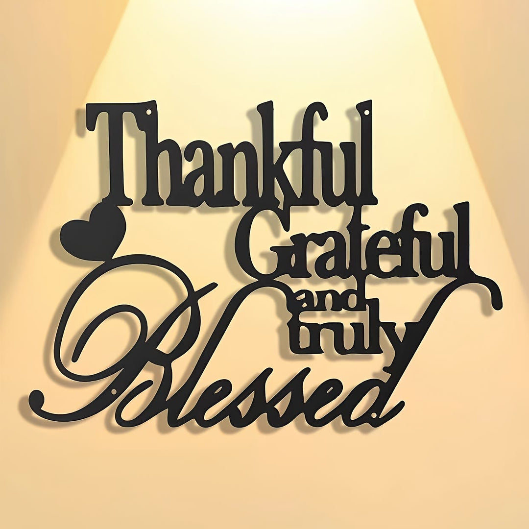 Christianartworkshop Blessing Affirmation Metal Wall Decor: Thankful Grateful Blessed for Daily Joy - image 2