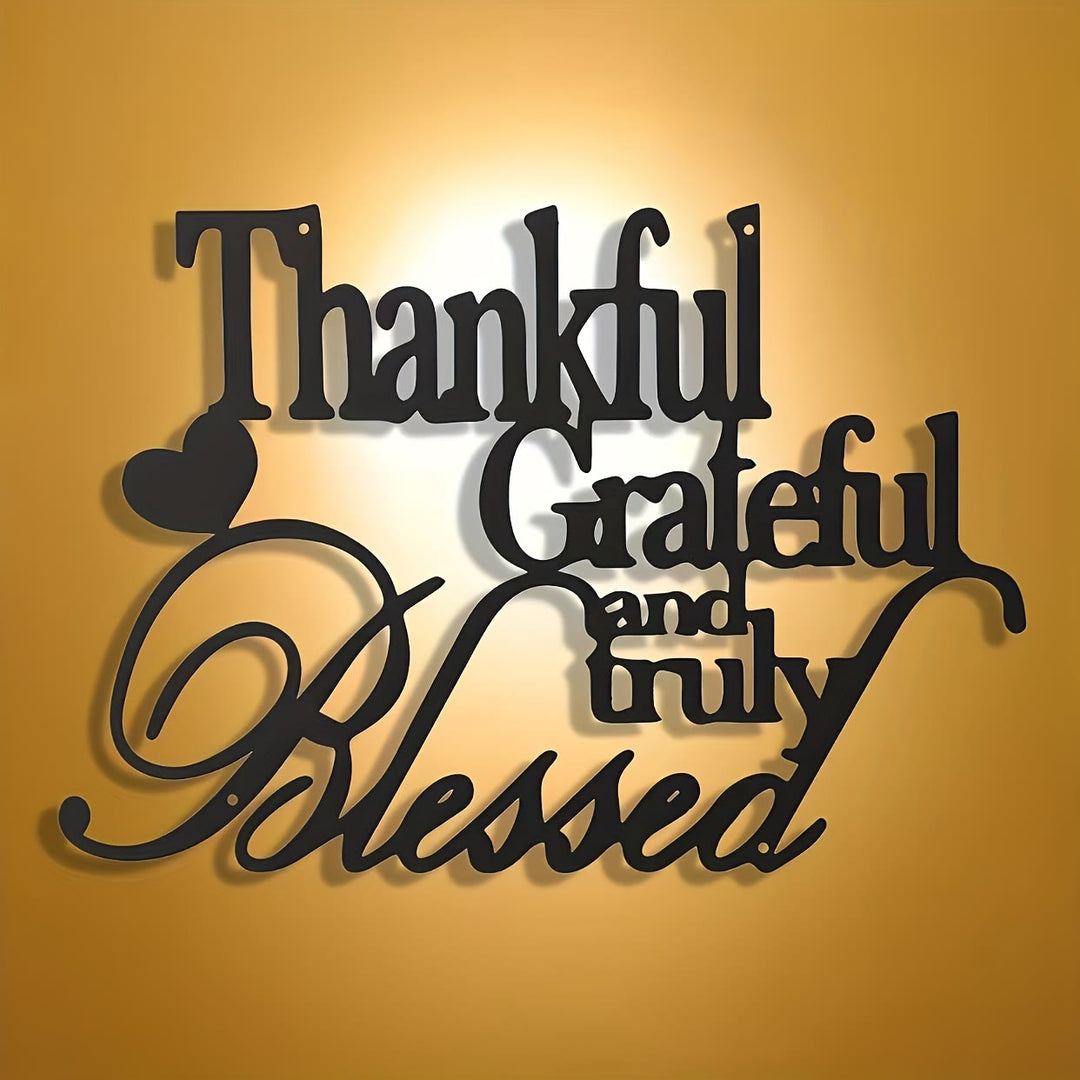 Christianartworkshop Blessing Affirmation Metal Wall Decor: Thankful Grateful Blessed for Daily Joy - 19.69''*13.54''/50*34.4cm - image 0