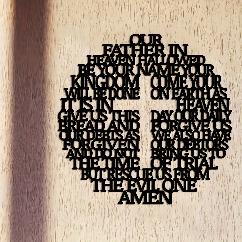 Christianartworkshop Artful Scripture Metal Wall Decor: Lord's Prayer Cross with Verse Art Design - image 1