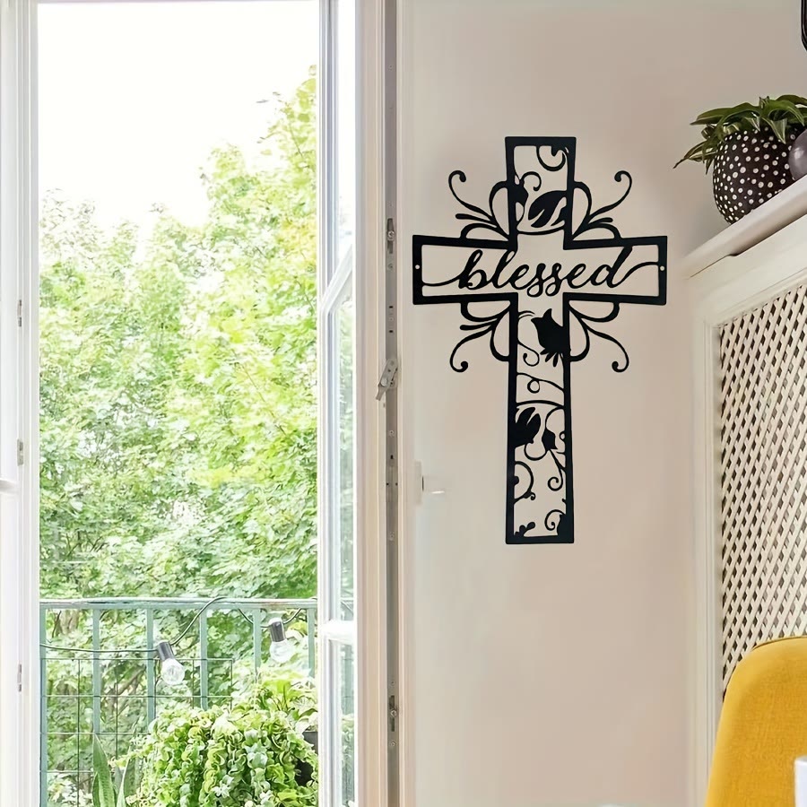 Christianartworkshop Blessed Cross Metal Wall Decor: Floral Motif for Blessing-Filled Homes - image 7