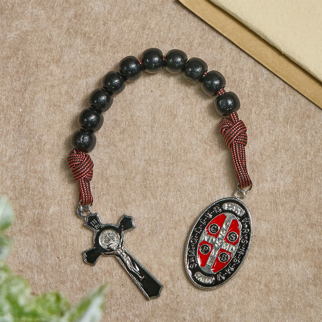 Christianartworkshop Faith Defender Paracord Pocket Rosary with St. Benedict: Shield of Christ - image 3