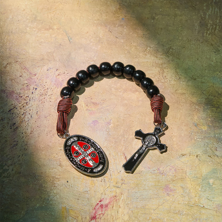 Christianartworkshop Faith Defender Paracord Pocket Rosary with St. Benedict: Shield of Christ - image 2