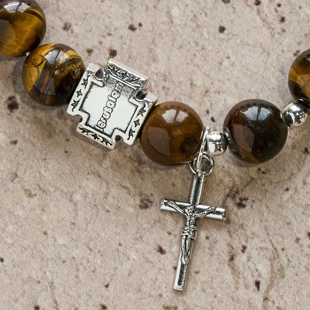 Christianartworkshop Courage in Christ Tiger Eye Stone Bracelet with Cross Charm: Pray without Fear - image 5
