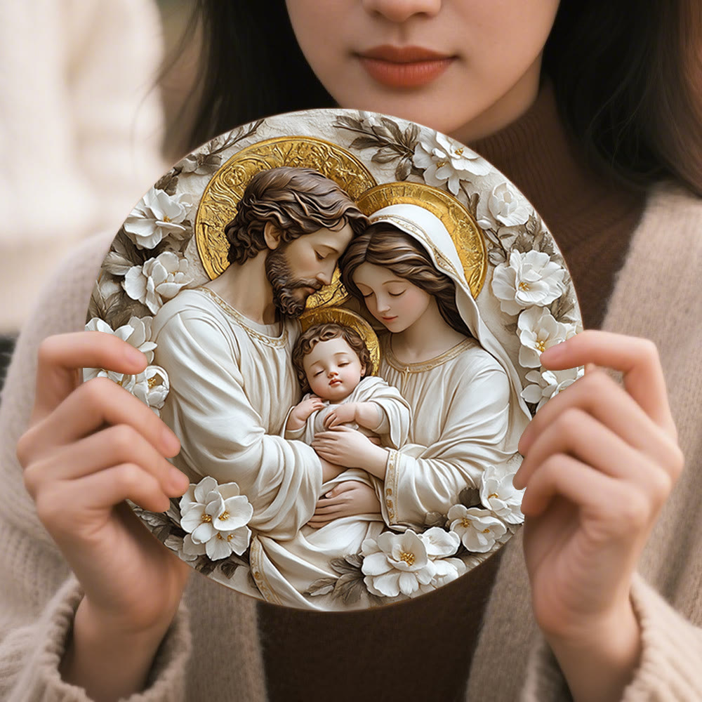 Christianartworkshop Floral Art Holy Family Hanging Ornaments: An Artistic Faith Decor - image 1