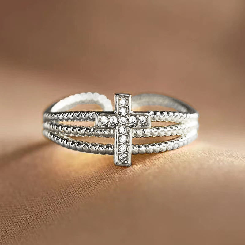 Christianartworkshop Sparkling Cross Ring: Zircon - Studded Design for Faith - Driven Gifting - Silver(Suitable for US sizes 6-10) - image 4