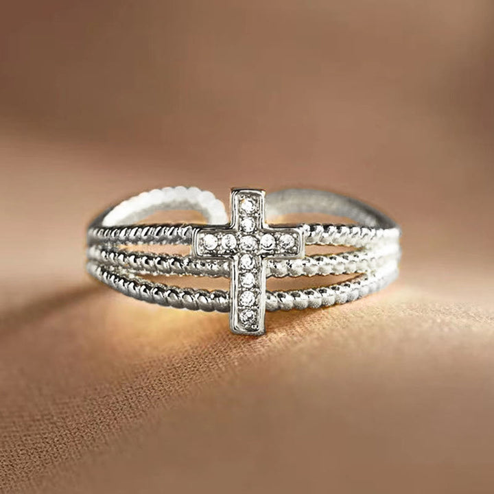 Christianartworkshop Sparkling Cross Ring: Zircon - Studded Design for Faith - Driven Gifting - Silver(Suitable for US sizes 6-10) - image 4