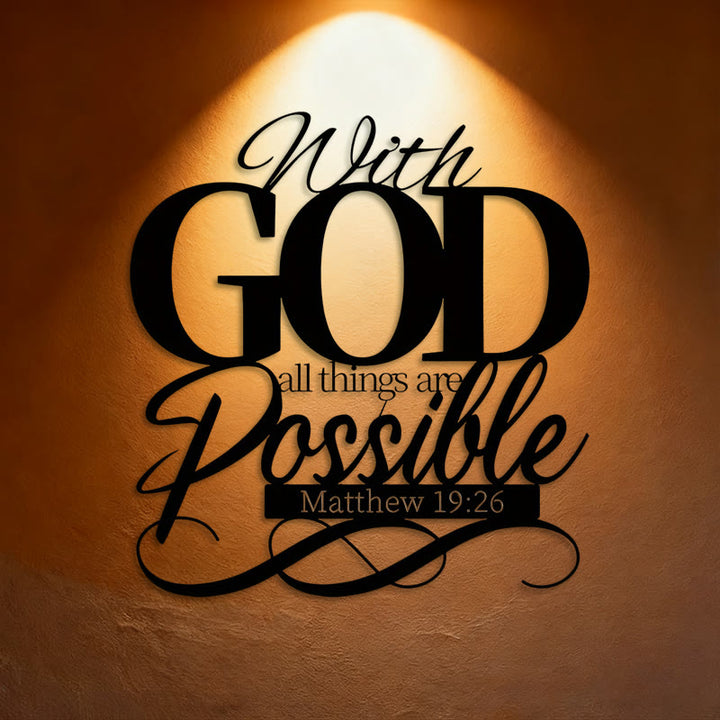 Christianartworkshop With God All Things Are Possible Metal Wall Decor for Faithful Homes - 14.96''*15.75''/38*40cm - image 0