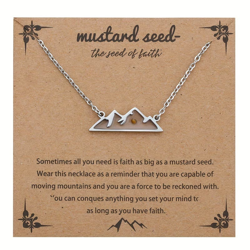 Christianartworkshop Minimalist Mustard Seed Mountain Necklace: Faith Expression in Daily Wear - Silver Mountain - image 5