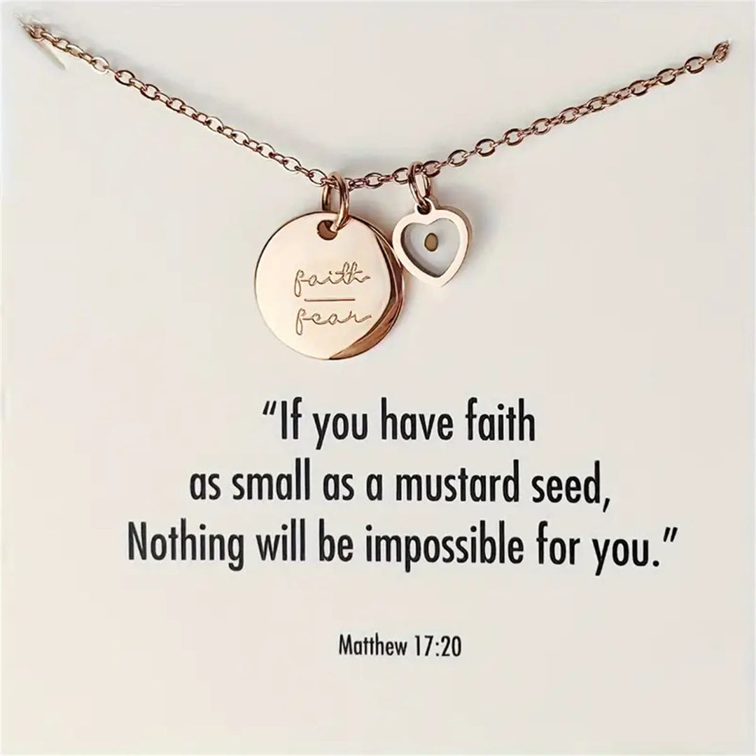 FREE Today: Mustard Seed Faith Over Fear Necklace: God Is With Her She Will Not Fail - Rosegold - image 2