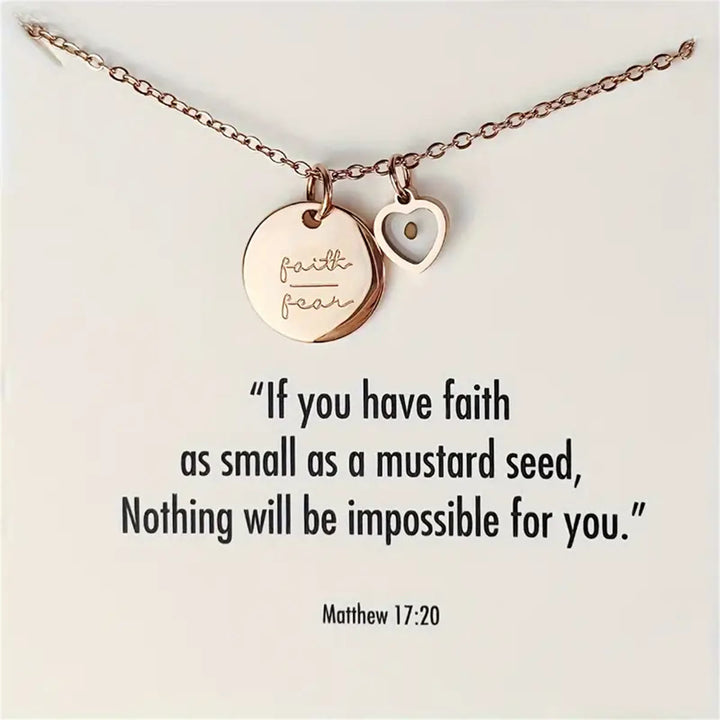 FREE Today: Mustard Seed Faith Over Fear Necklace: God Is With Her She Will Not Fail - Rosegold - image 2