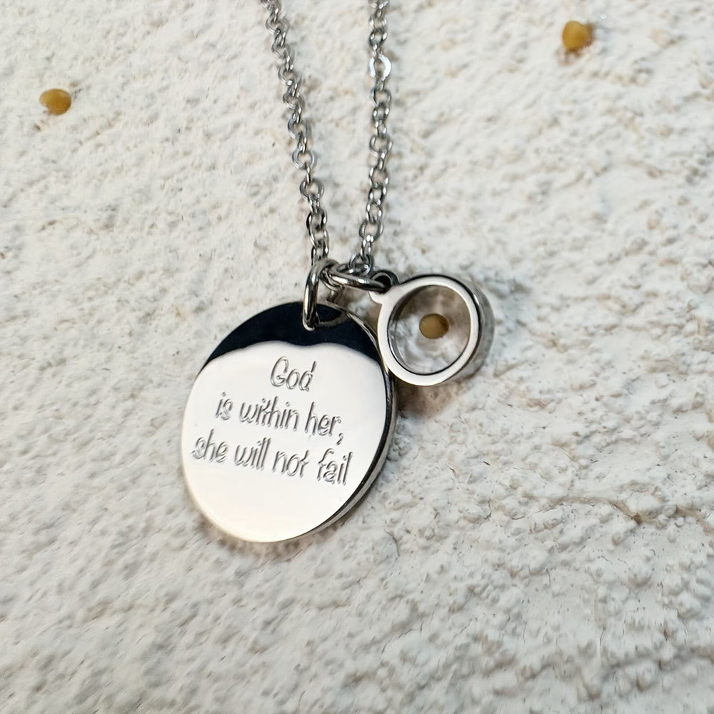 FREE Today: Mustard Seed Faith Over Fear Necklace: God Is With Her She Will Not Fail - Silver - image 1