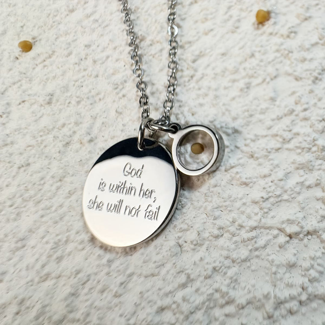 FREE Today: Mustard Seed Faith Over Fear Necklace: God Is With Her She Will Not Fail - Silver - image 1