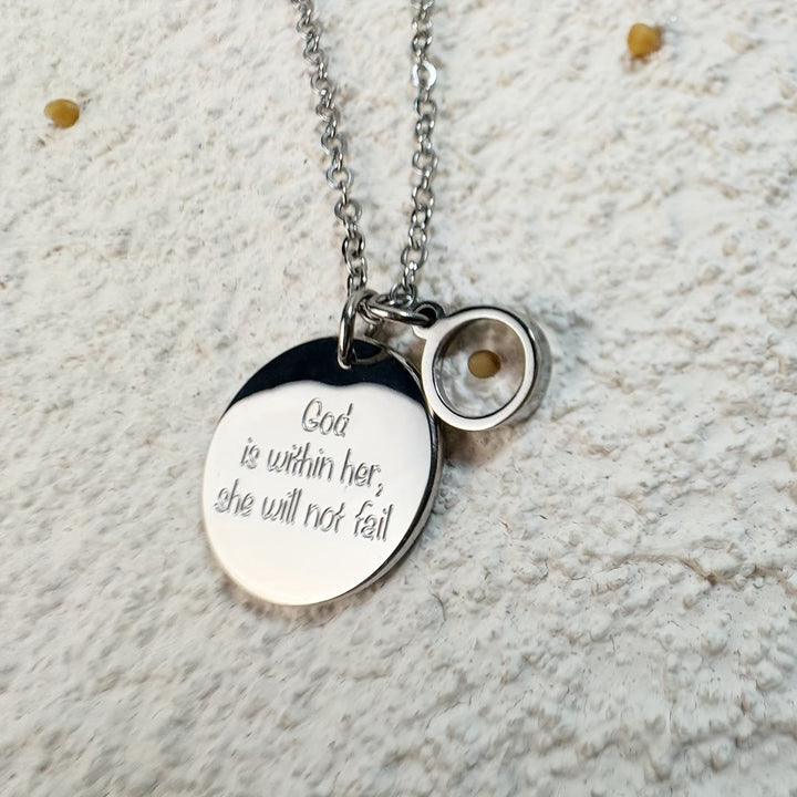 FREE Today: Mustard Seed Faith Over Fear Necklace: God Is With Her She Will Not Fail - Silver - image 1