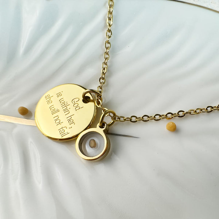 FREE Today: Mustard Seed Faith Over Fear Necklace: God Is With Her She Will Not Fail - Golden - image 0