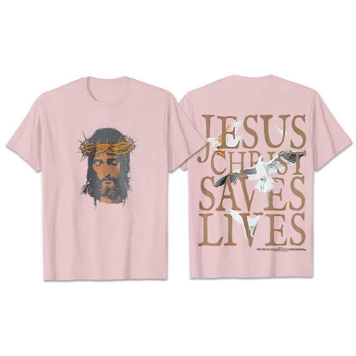 Christianartworkshop Jesus Face and Crown of Thorns Graphic T-Shirt - Pink - 2XL - image 15