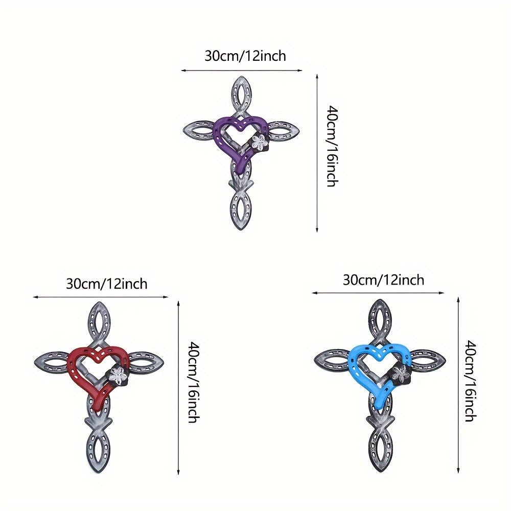 Christianartworkshop Horseshoe Cross with Heart Wall Decor: Love & Faith for Spiritual Spaces - image 9