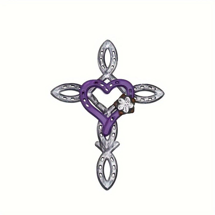Christianartworkshop Horseshoe Cross with Heart Wall Decor: Love & Faith for Spiritual Spaces - image 1