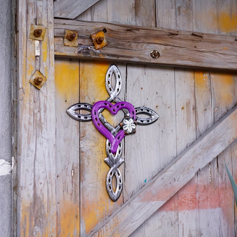 Christianartworkshop Cross with Heart Wall Decor: Love & Faith for Spiritual Spaces - Purple - image 0
