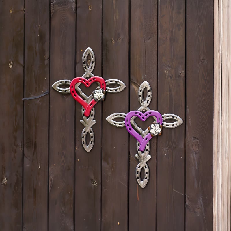 Christianartworkshop Horseshoe Cross with Heart Wall Decor: Love & Faith for Spiritual Spaces - image 8