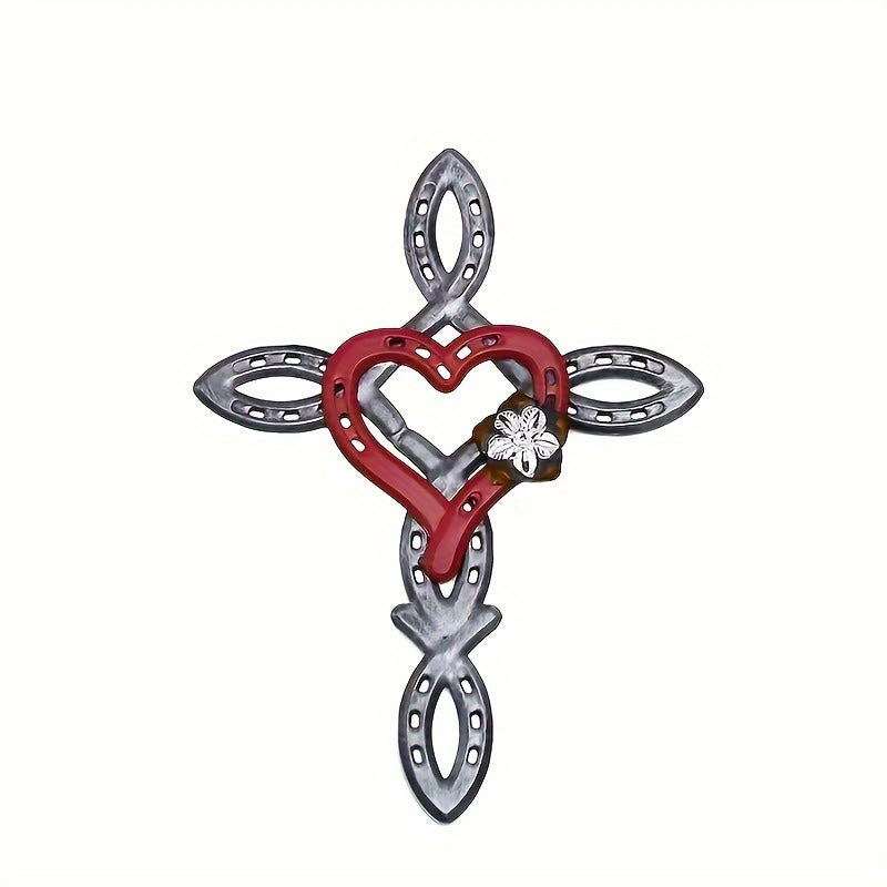 Christianartworkshop Horseshoe Cross with Heart Wall Decor: Love & Faith for Spiritual Spaces - image 3