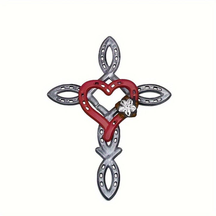 Christianartworkshop Horseshoe Cross with Heart Wall Decor: Love & Faith for Spiritual Spaces - image 3