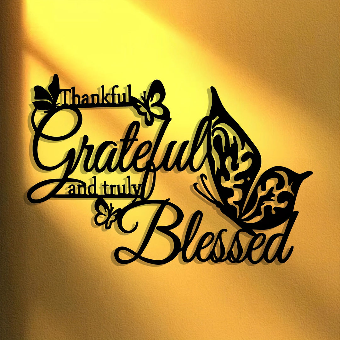 Christianartworkshop Grateful Blessed Butterfly Metal Wall Decor: Thankful Faith Accent for Home - image 3