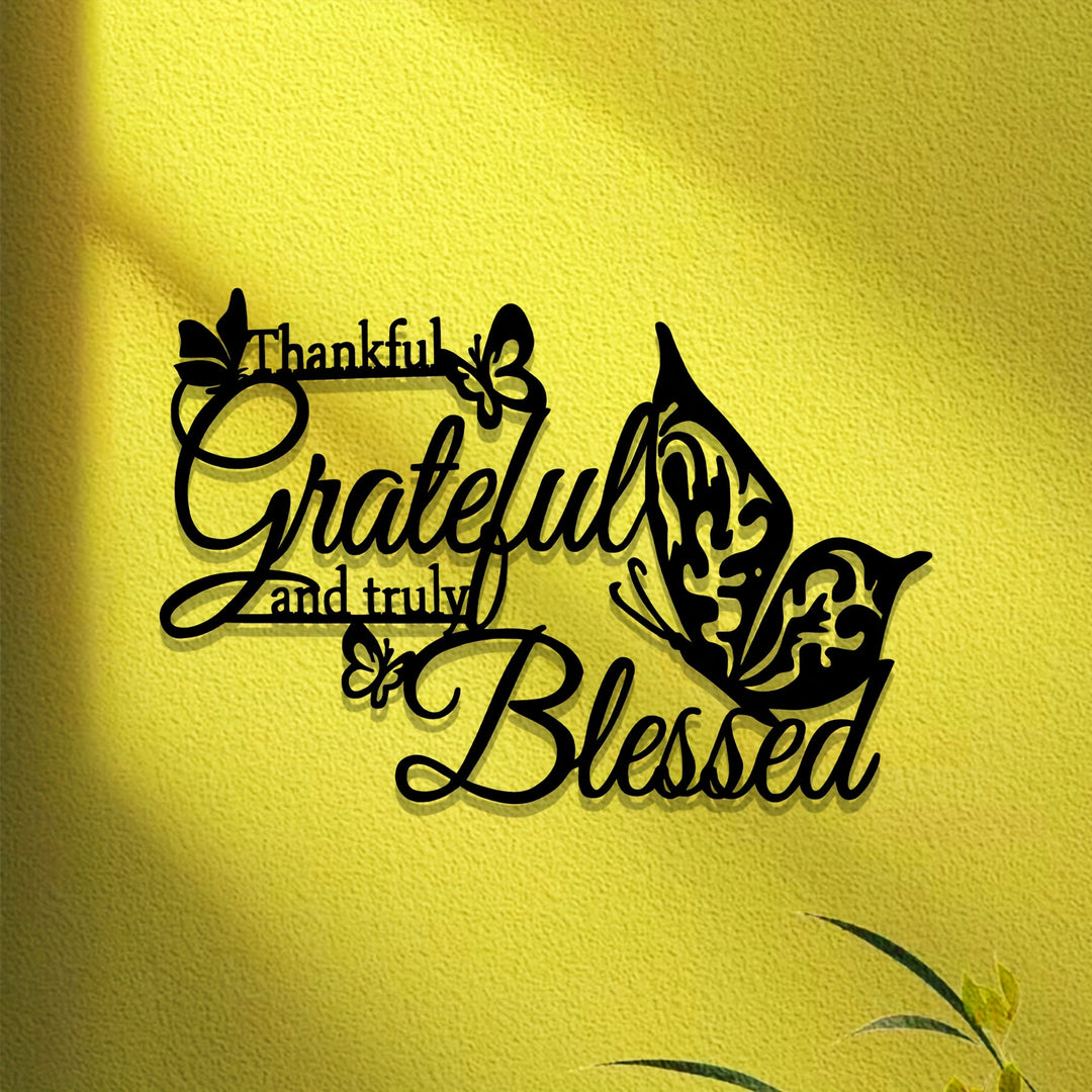 Christianartworkshop Grateful Blessed Butterfly Metal Wall Decor: Thankful Faith Accent for Home - image 4