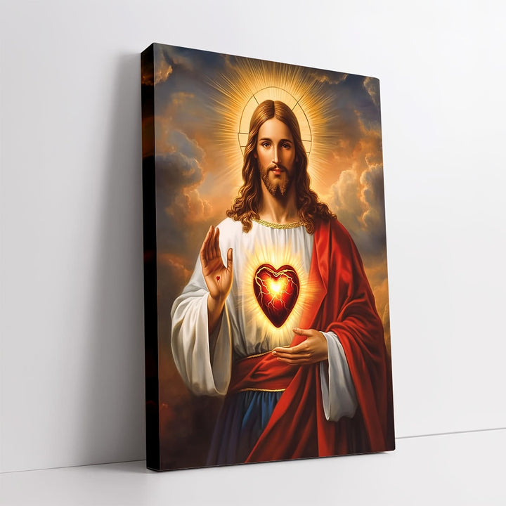 Christianartworkshop Sacred Heart Jesus Art Prints: Faith - Driven Gift for Devout Believers - 11.81''*15.75''/30*40cm - Framed Canvas Painting - image 0