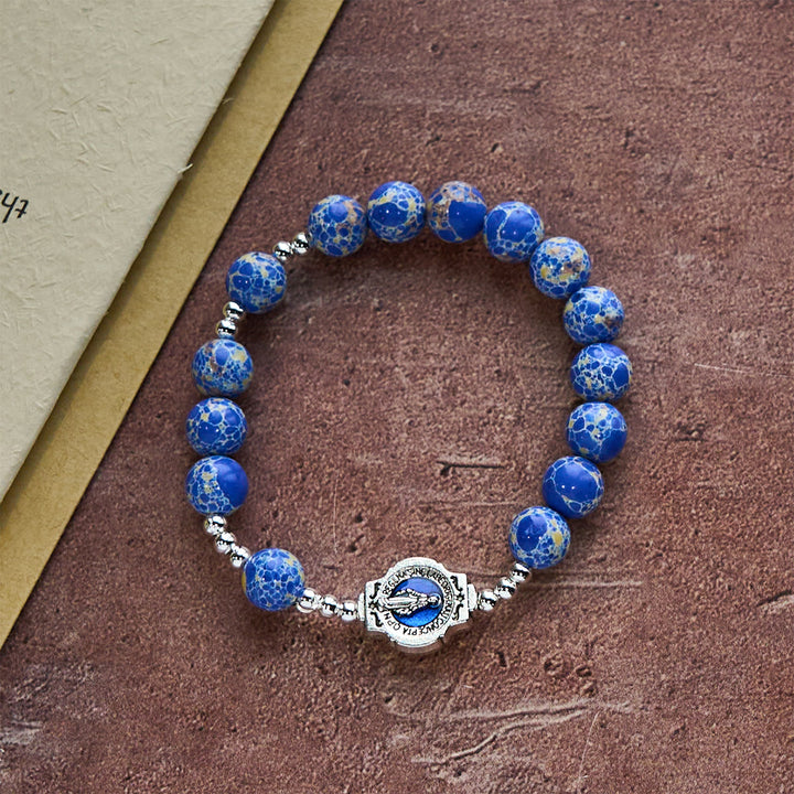 Christianartworkshop Royal Blue-Tone Stone Beads One Decade Rosary, Bracelet - Bracelet - image 5