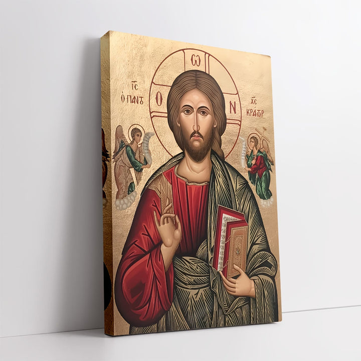 Christianartworkshop Christ Pantocrator Art Prints: Sacred Reflection for Prayerful Nooks - 11.81''*15.75''/30*40cm - Framed Canvas Painting - image 0