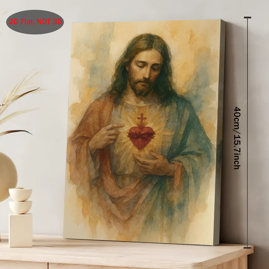 Christianartworkshop Gentle Sacred Heart Art Prints: Devotional Grace for Faith - Filled Nooks - 11.81''*15.75''/30*40cm - Framed Canvas Painting - image 0