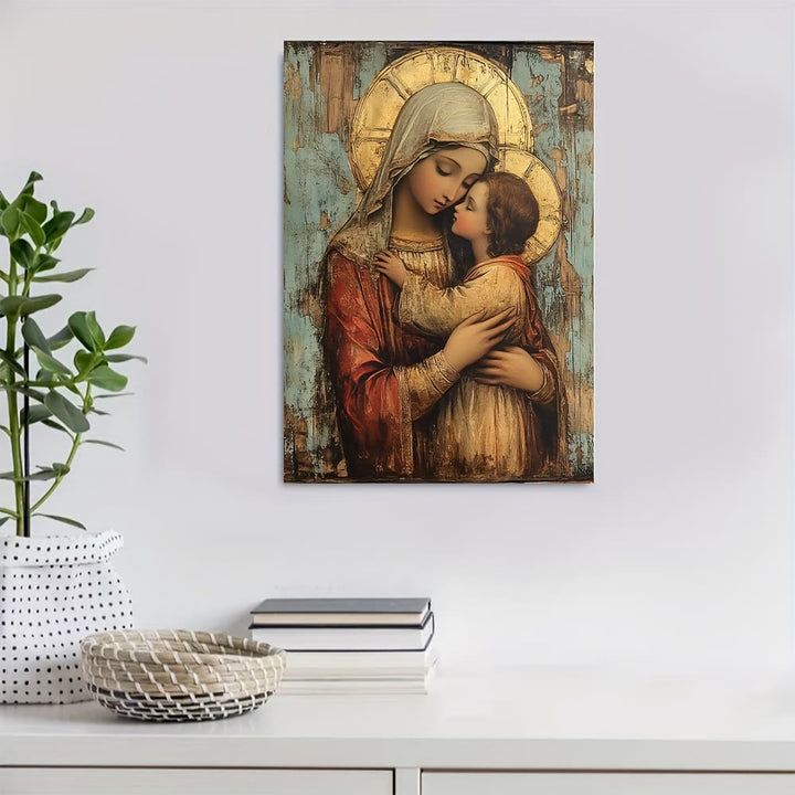 Christianartworkshop Tender Madonna and Child Art Prints: Devotional Warmth for Faith-Filled Nooks - 11.81''*15.75''/30*40cm - Framed Canvas Painting - image 0