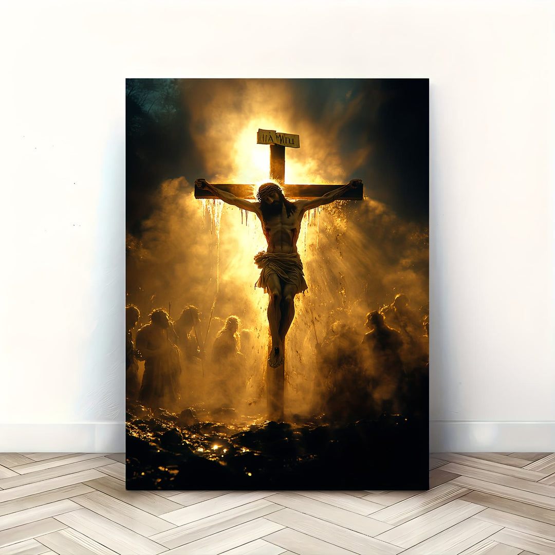 Christianartworkshop Crucifixion Daily Art Prints: Constant Devotion Reminder for Believing Homes - 11.81''*15.75''/30*40cm - Framed Canvas Painting - image 0