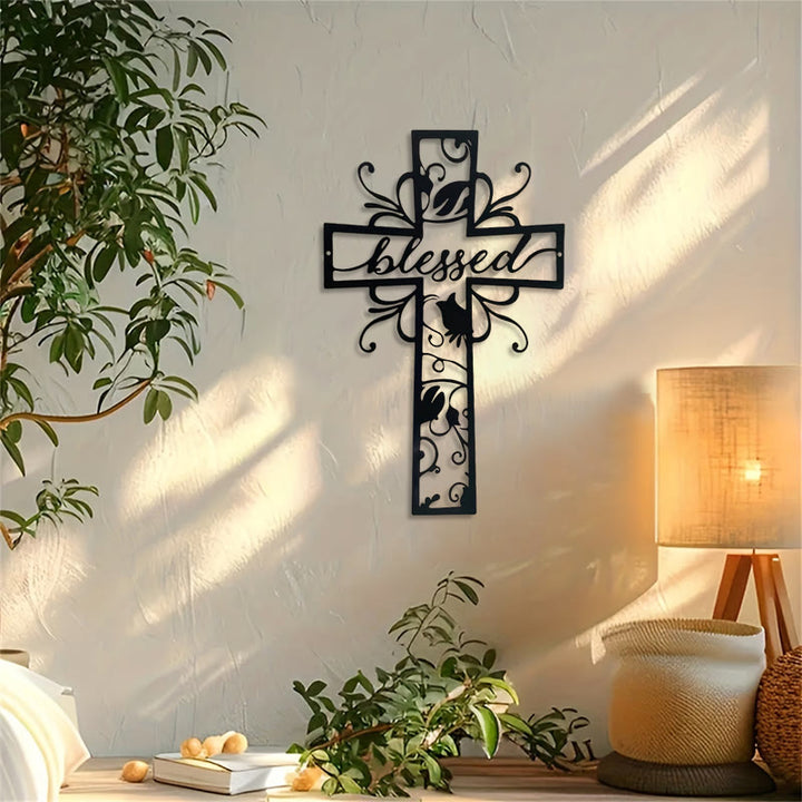 Christianartworkshop Blessed Cross Metal Wall Decor: Floral Motif for Blessing-Filled Homes - image 4
