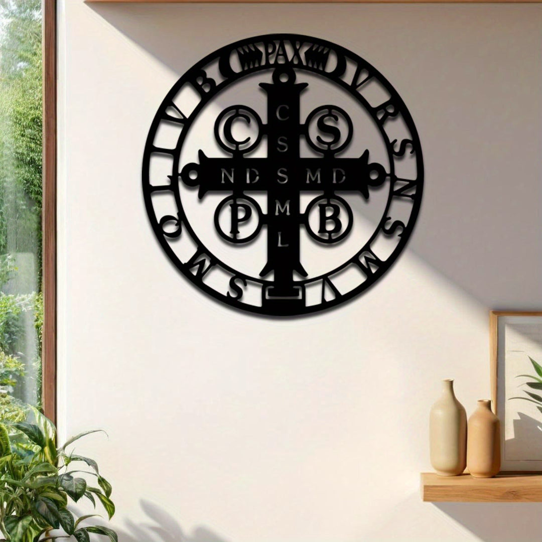 Christianartworkshop Artistic St. Benedict Cross Metal Wall Decor: Stylish Faith for Home Walls - Black - 15.75''*15.75''/40*40cm - image 0