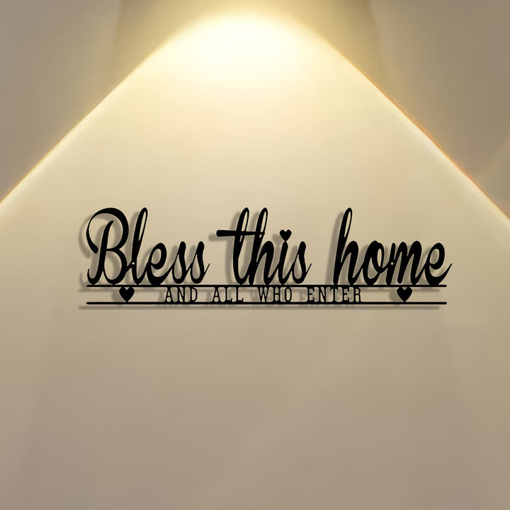 Christianartworkshop Bless This Home Metal Wall Decor: Divine Blessing & Faithful Warmth - Black - 15.75''*4.20''/40*10.66cm - image 0