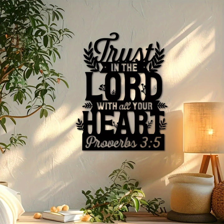Christianartworkshop Trust in the Lord Proverbs Metal Wall Decor: Faithful Devotion & Wisdom - Black - 12.24''*15.75''/31.1*40cm - image 0