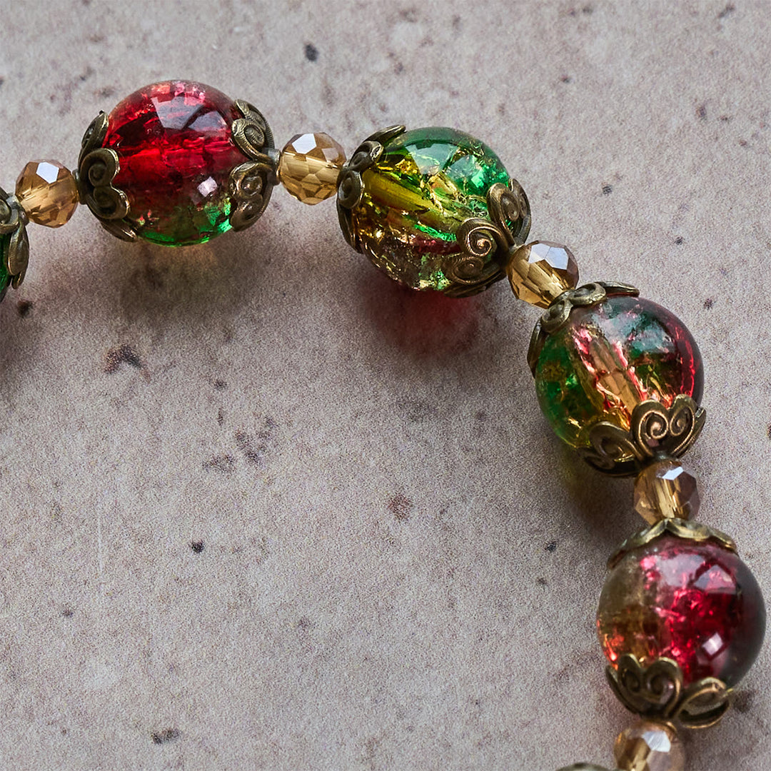 Christianartworkshop Christmas Gift: Christmas Glory Red-Green-Gold Glass Bead Bracelet: Faith That Shines - image 7