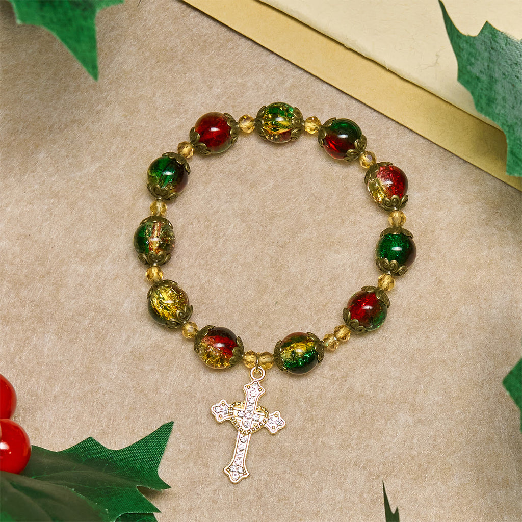 Christianartworkshop Christmas Glory Red-Green-Gold Glass Bead