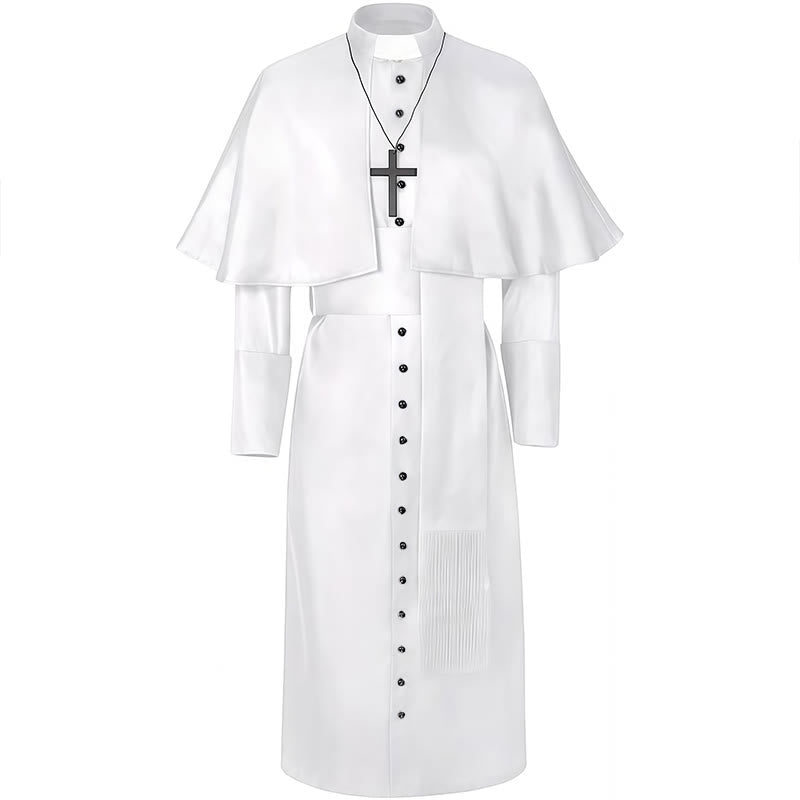 Christianartworkshop Multicolor Ceremonial Roman Soutane Cassock: Medieval Priest Aesthetics - White - 3XL - image 12